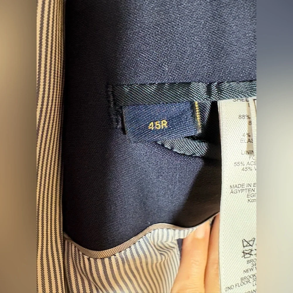 Brooks Brothers 346 Explorer Fitzgerald Fit Solid Navy Blue Wool Blazer Mens 45R